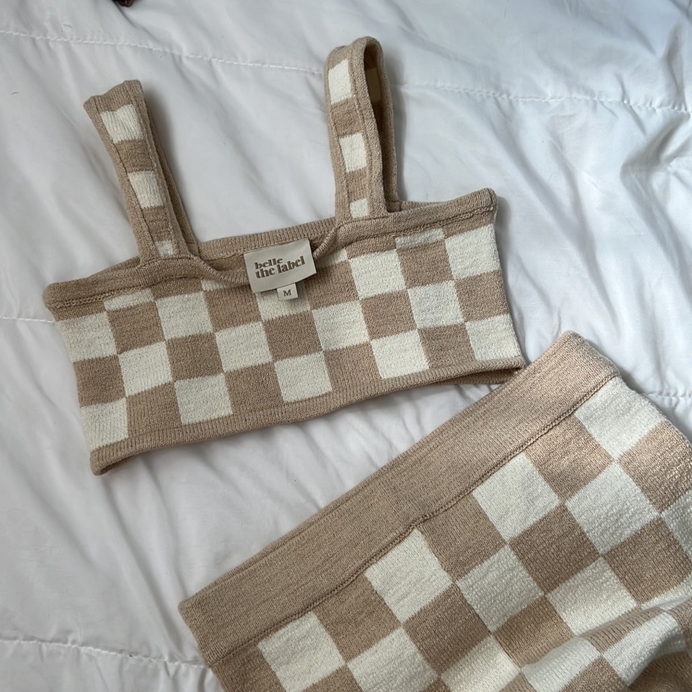Belle The Label matching set in beige checked
